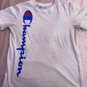 White  champion side script shirt